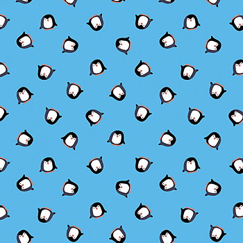 Arctic Friends - Playful Penguins Sky Blue