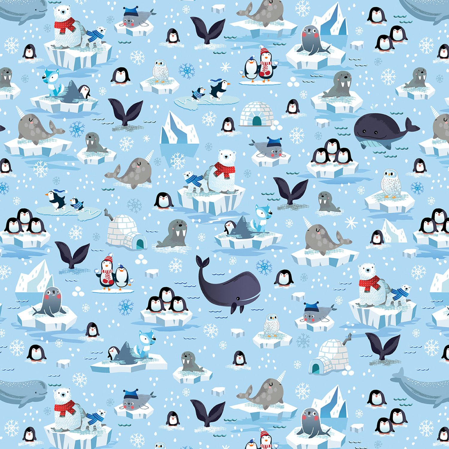 Arctic Friends - Snow Fun Scenic Light Blue