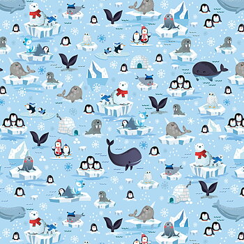 Arctic Friends - Snow Fun Scenic Light Blue