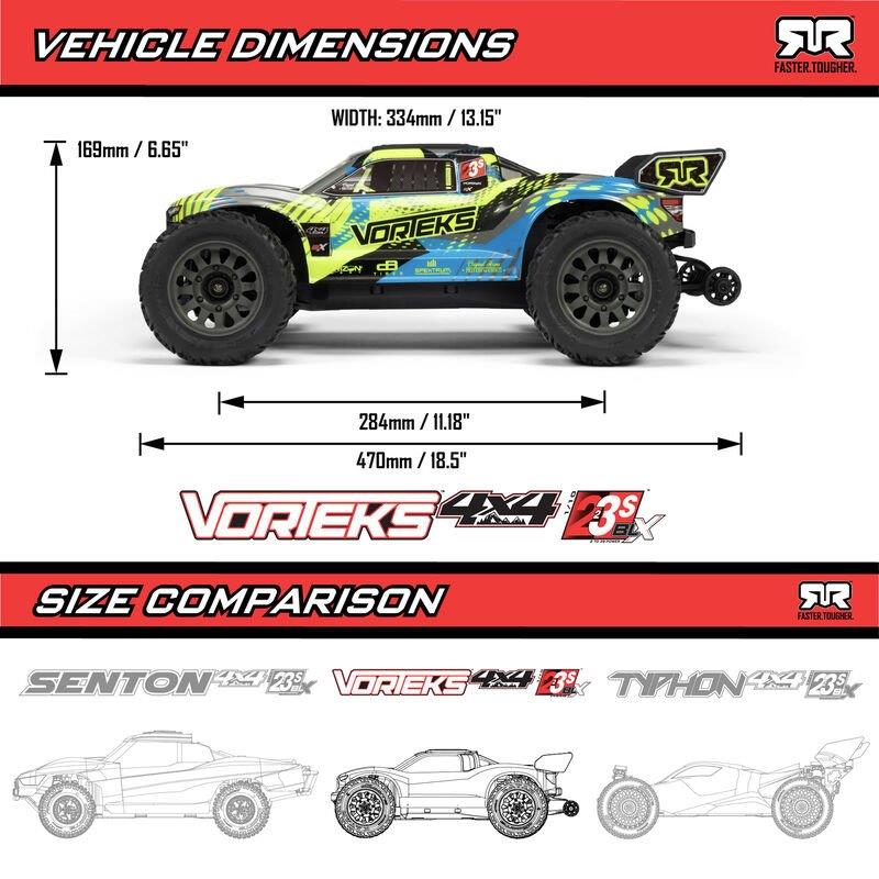 ARRMA 1/10 VORTEKS 223S BLX Brushless 4X4 Stadium Truck RTR with DSC, Purple - 25