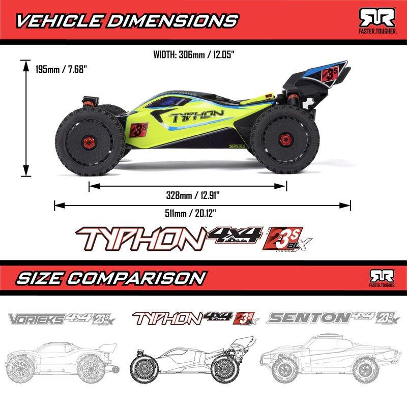 ARRMA 1/8 TYPHON 223S BLX Brushless 4X4 Buggy RTR with DSC, Yellow - 17