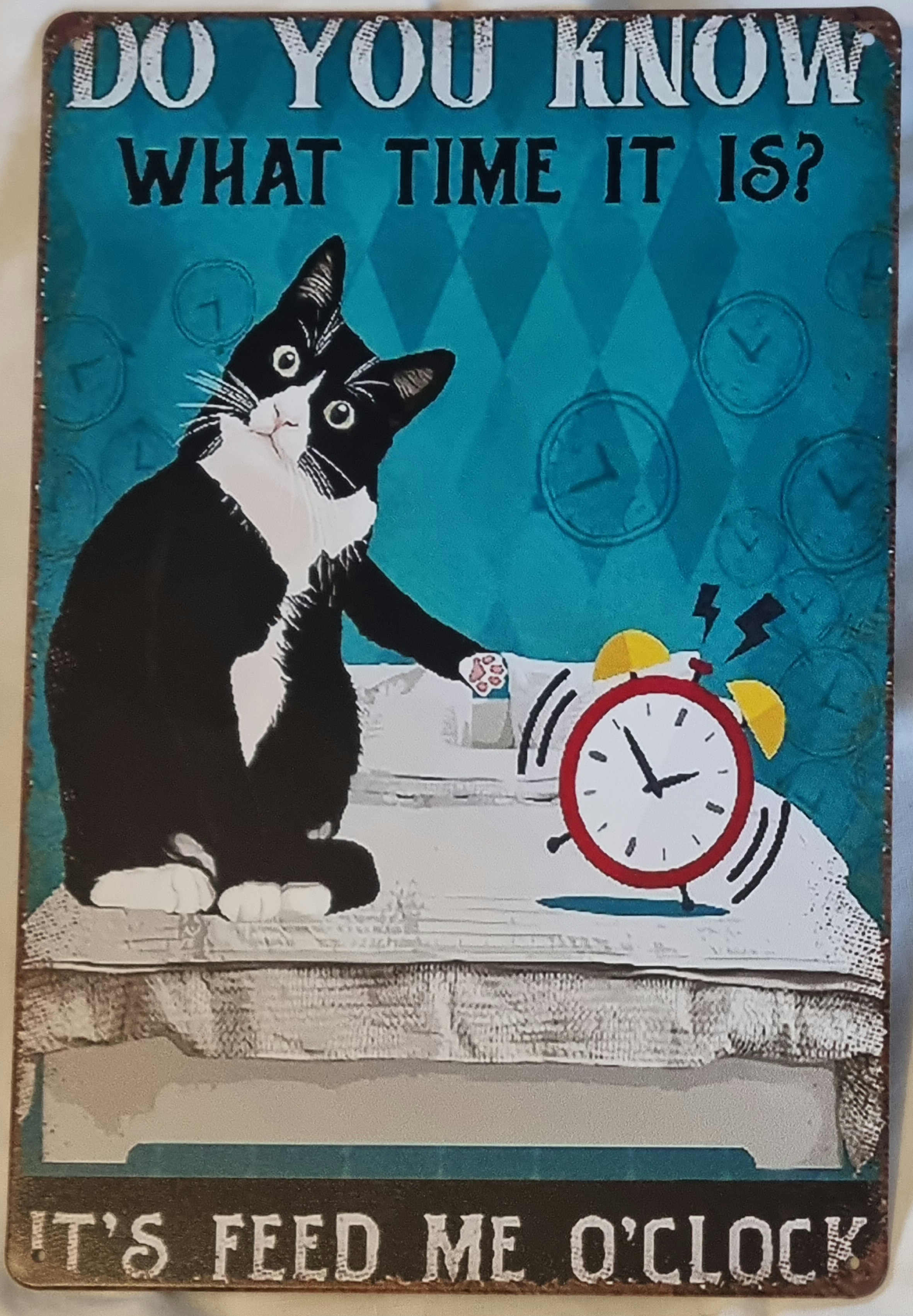 Metallskylt "Do you know what time it is?"