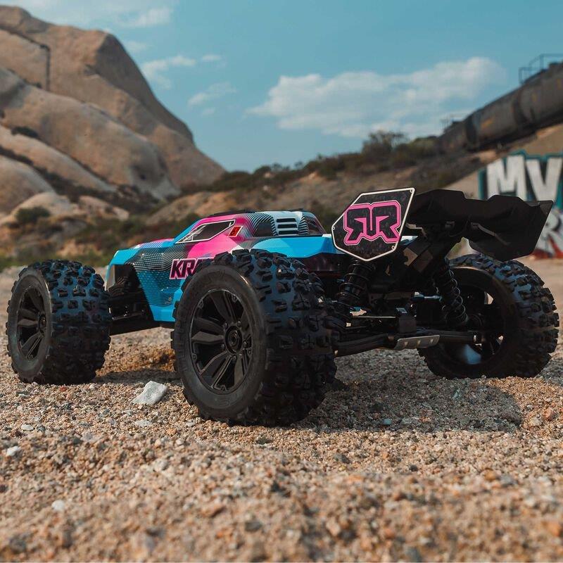 ARRMA 1/8 KRATON 6S V6 4X4 BLX Brushless Speed Monster Truck RTR, Blue/Pink - 4