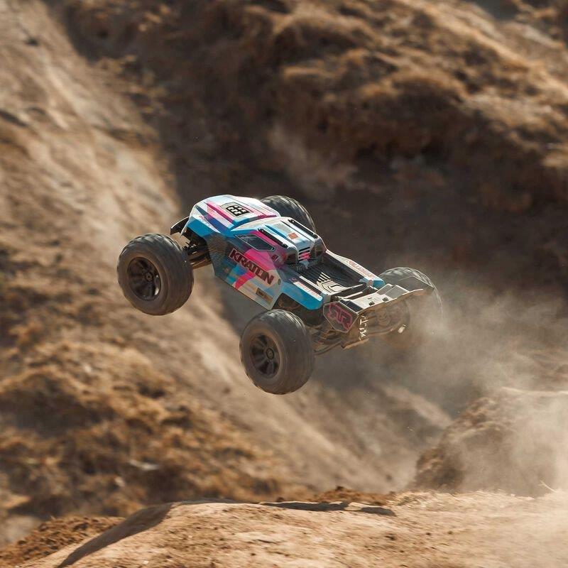 ARRMA 1/8 KRATON 6S V6 4X4 BLX Brushless Speed Monster Truck RTR, Blue/Pink - 7