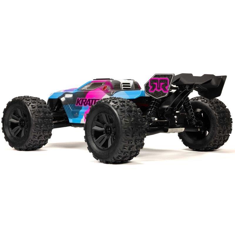 ARRMA 1/8 KRATON 6S V6 4X4 BLX Brushless Speed Monster Truck RTR, Blue/Pink - 19