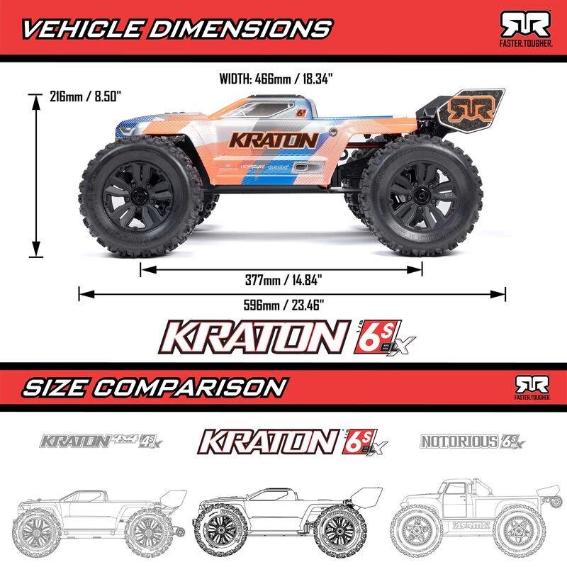 ARRMA 1/8 KRATON 6S V6 4X4 BLX Brushless Speed Monster Truck RTR, Blue/Pink - 24