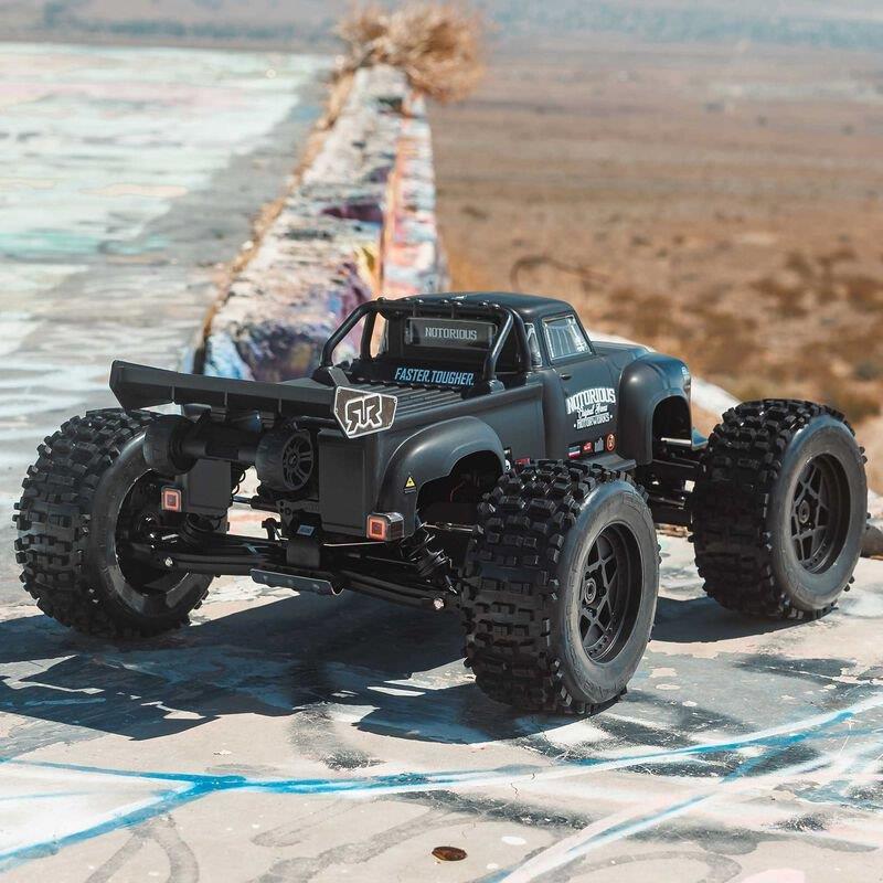 ARRMA 1/8 NOTORIOUS 6S V6 4X4 BLX Brushless Stunt Truck RTR, Black - 4
