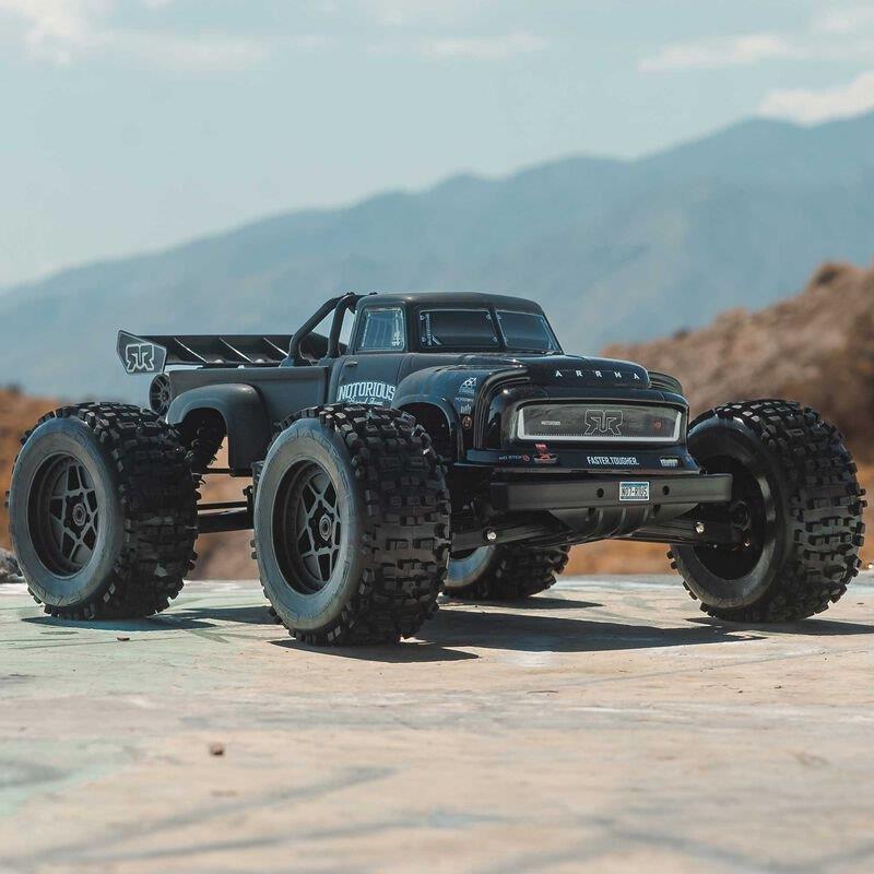 ARRMA 1/8 NOTORIOUS 6S V6 4X4 BLX Brushless Stunt Truck RTR, Black - 6