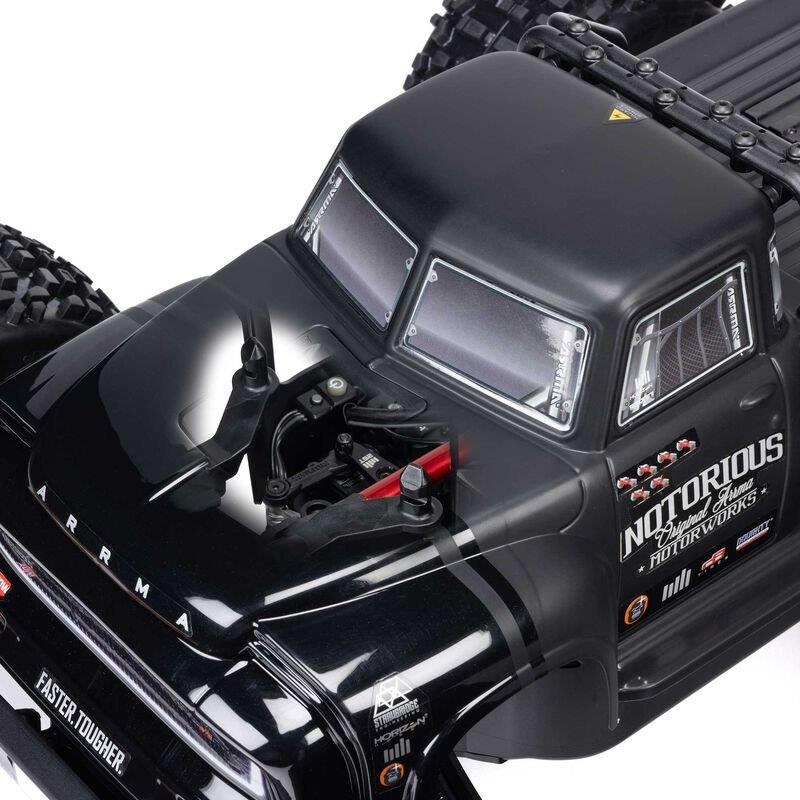 ARRMA 1/8 NOTORIOUS 6S V6 4X4 BLX Brushless Stunt Truck RTR, Black - 19