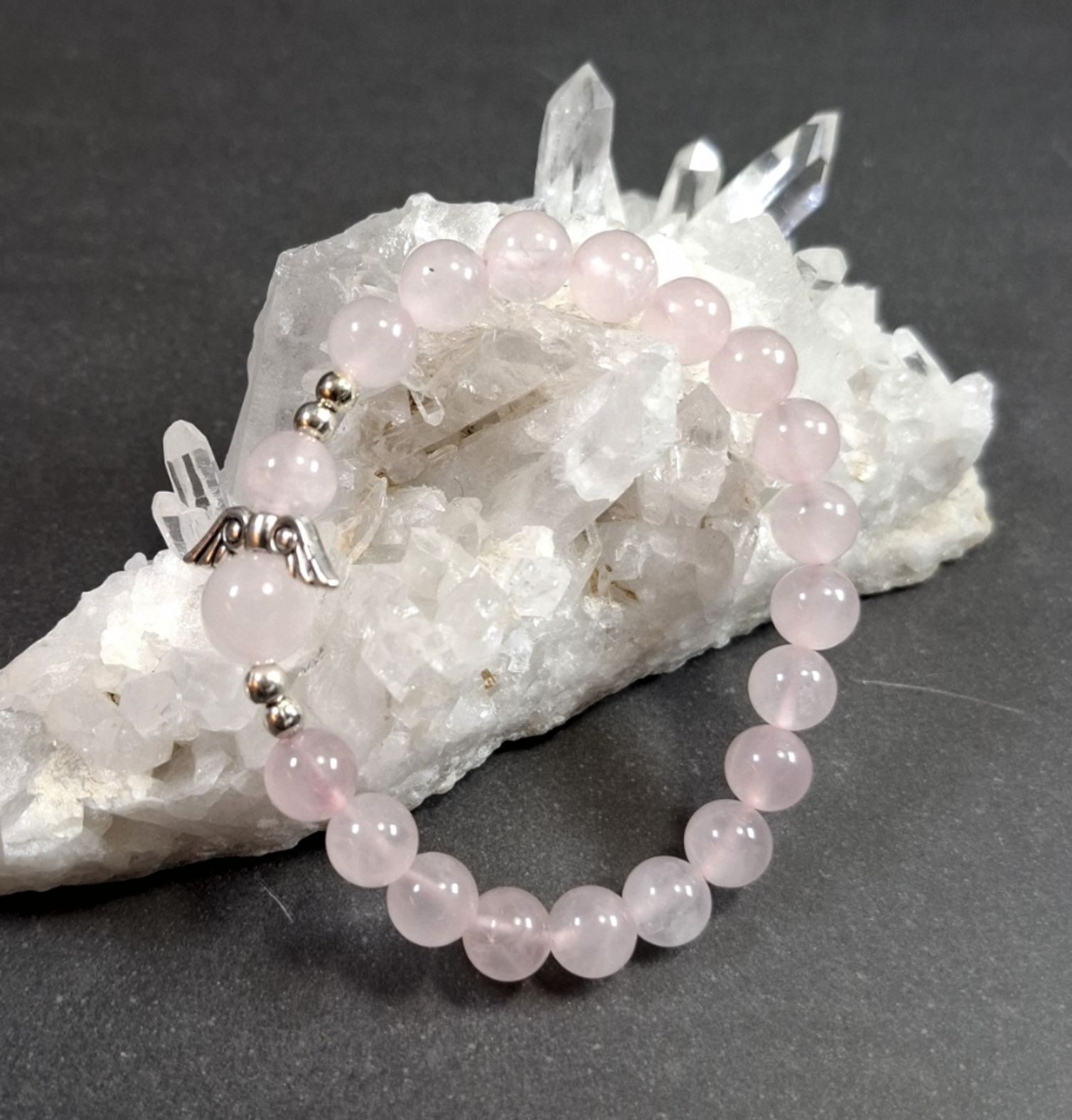 Rosenkvarts Armband med Ängel
