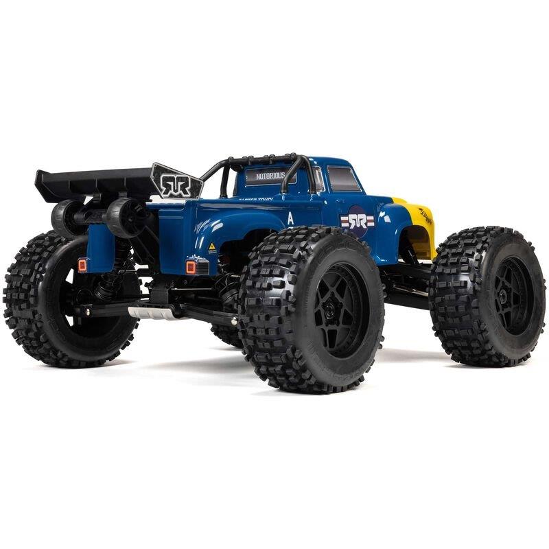 ARRMA 1/8 NOTORIOUS 6S V6 4X4 BLX Brushless Stunt Truck RTR, Blue - 14