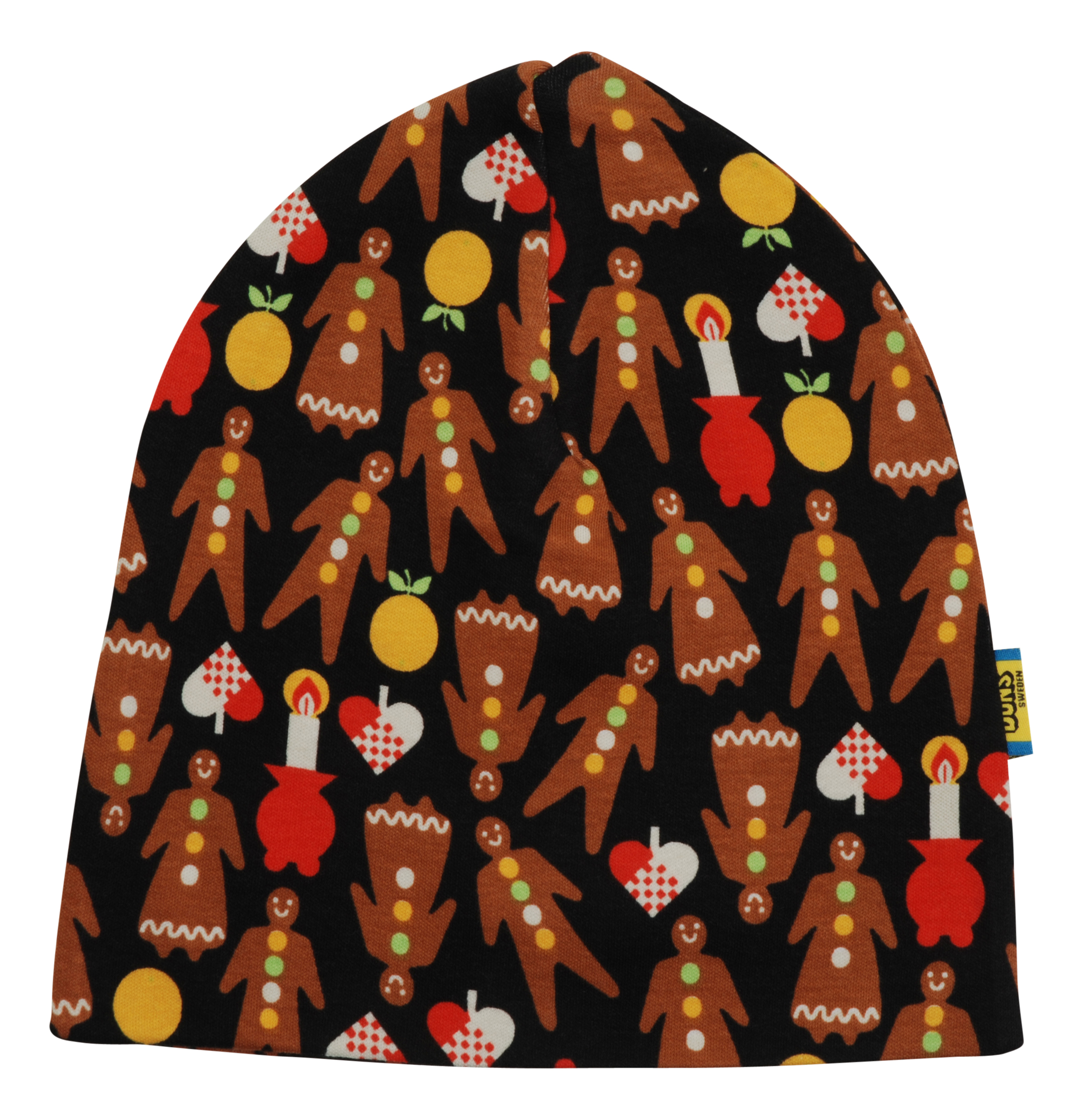 Cap / beanie black with gingerbread in organic cotton from Duns Sweden