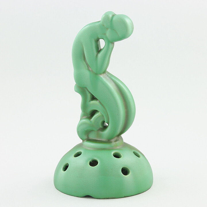 アーサー・パーシー  緑色のフラワーアレンジメント用ボウル  女性モチーフ  25cm  1930年代