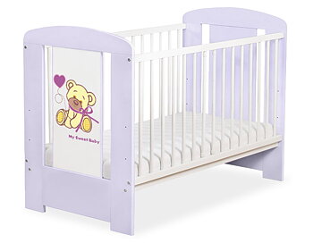 Spjälsäng 120x60 Teddy Bear with a Bow, Lila