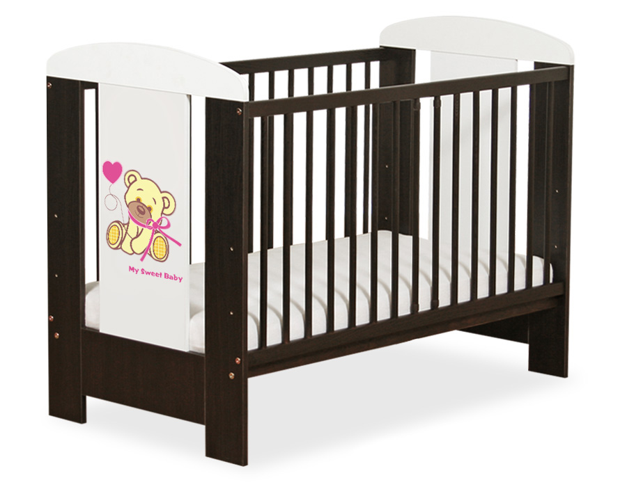Spjälsäng 120x60 Teddy Bear with a Bow, Pink/Brown
