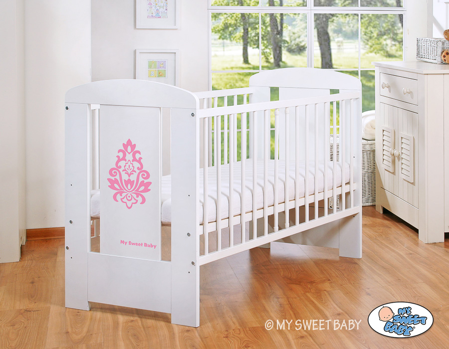 Spjälsäng 120x60 Glamour, White/pink - 2