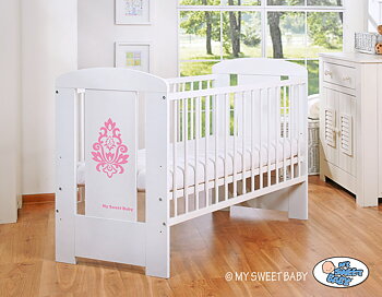 Spjälsäng 120x60 Glamour, White/pink