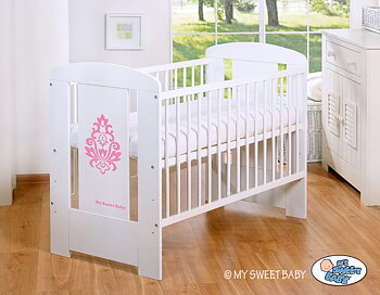 Spjälsäng 120x60 Glamour, White/pink