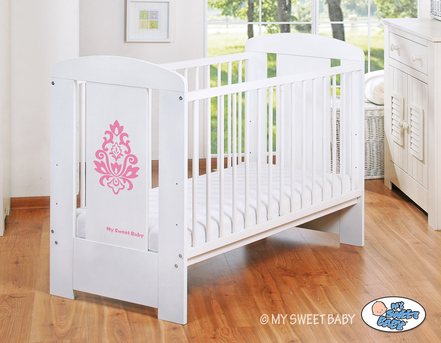Spjälsäng 120x60 Glamour, White/pink - 3