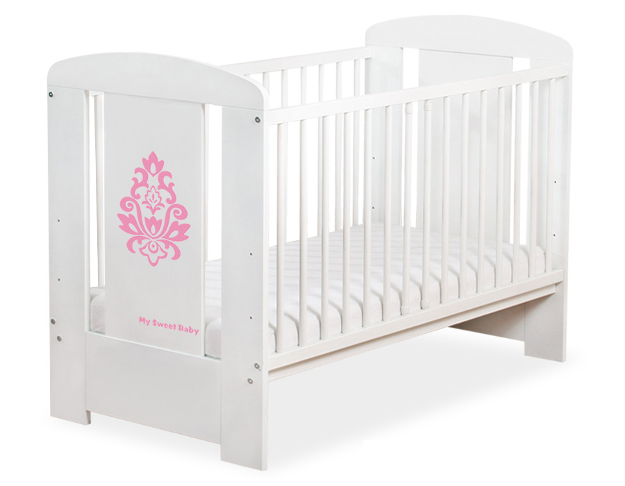 Spjälsäng 120x60 Glamour, White/pink - 4