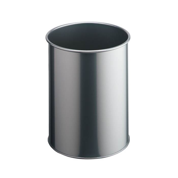 Papperskorg metall 15l silver