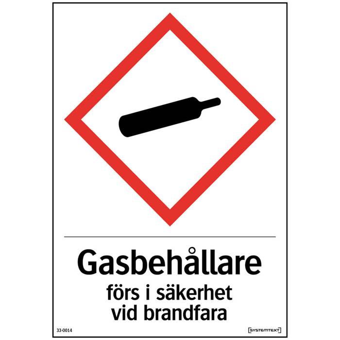 Skylt Gasbehållare A6 plast