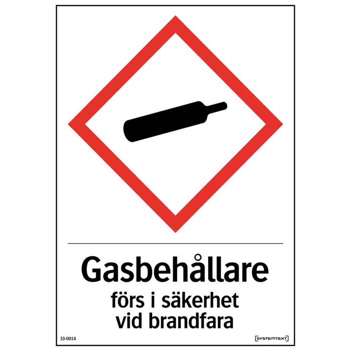 Skylt Gasbehållare A5 plast