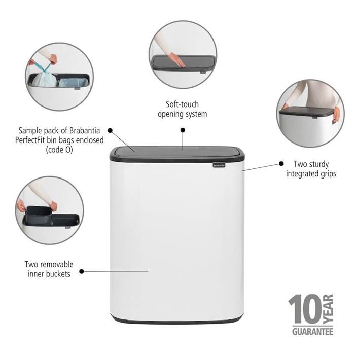 Touch Bin Bo 2x30L vit - 4