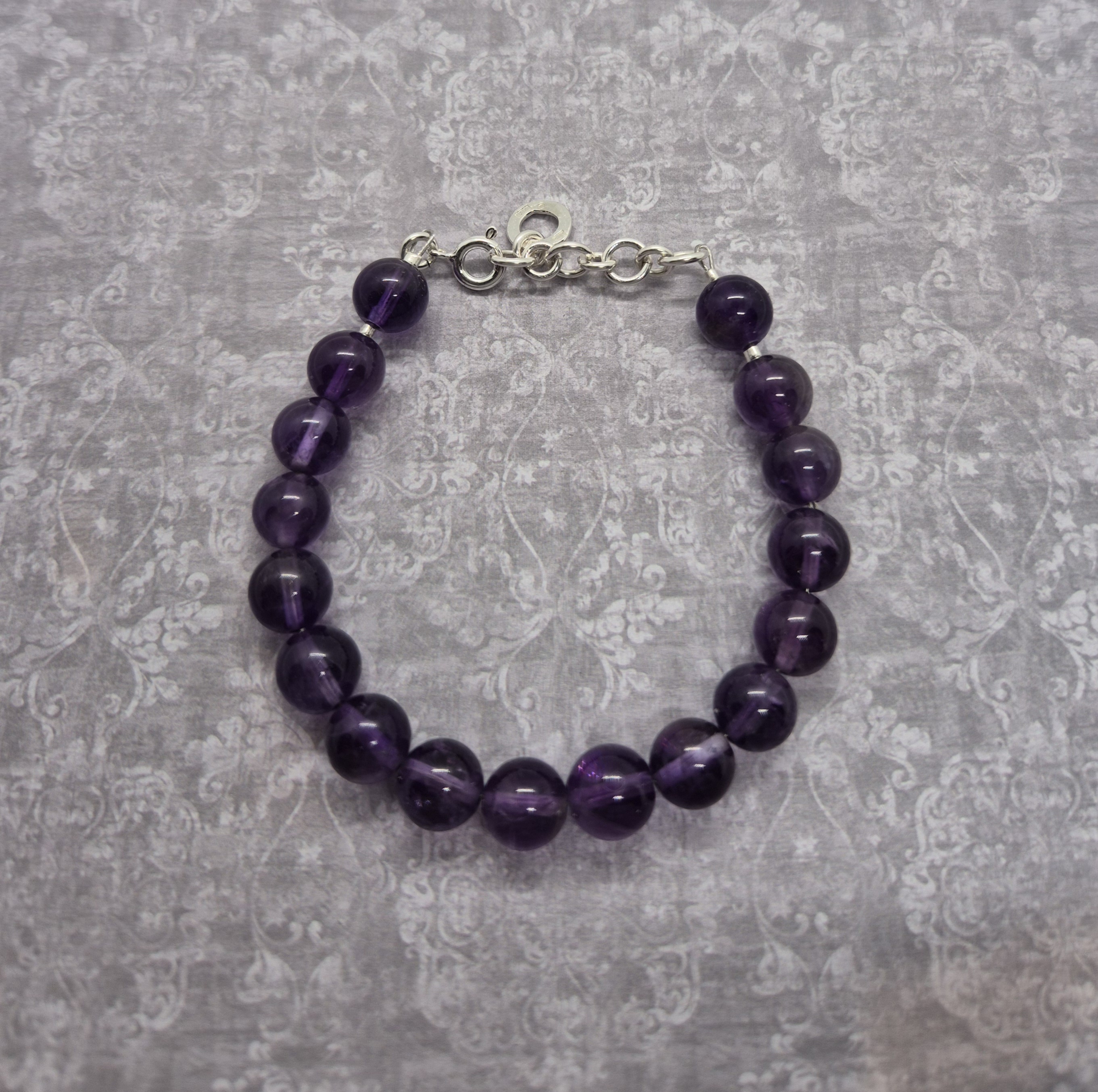 Armband, Ametist 8 mm - 925 Sterling Silver