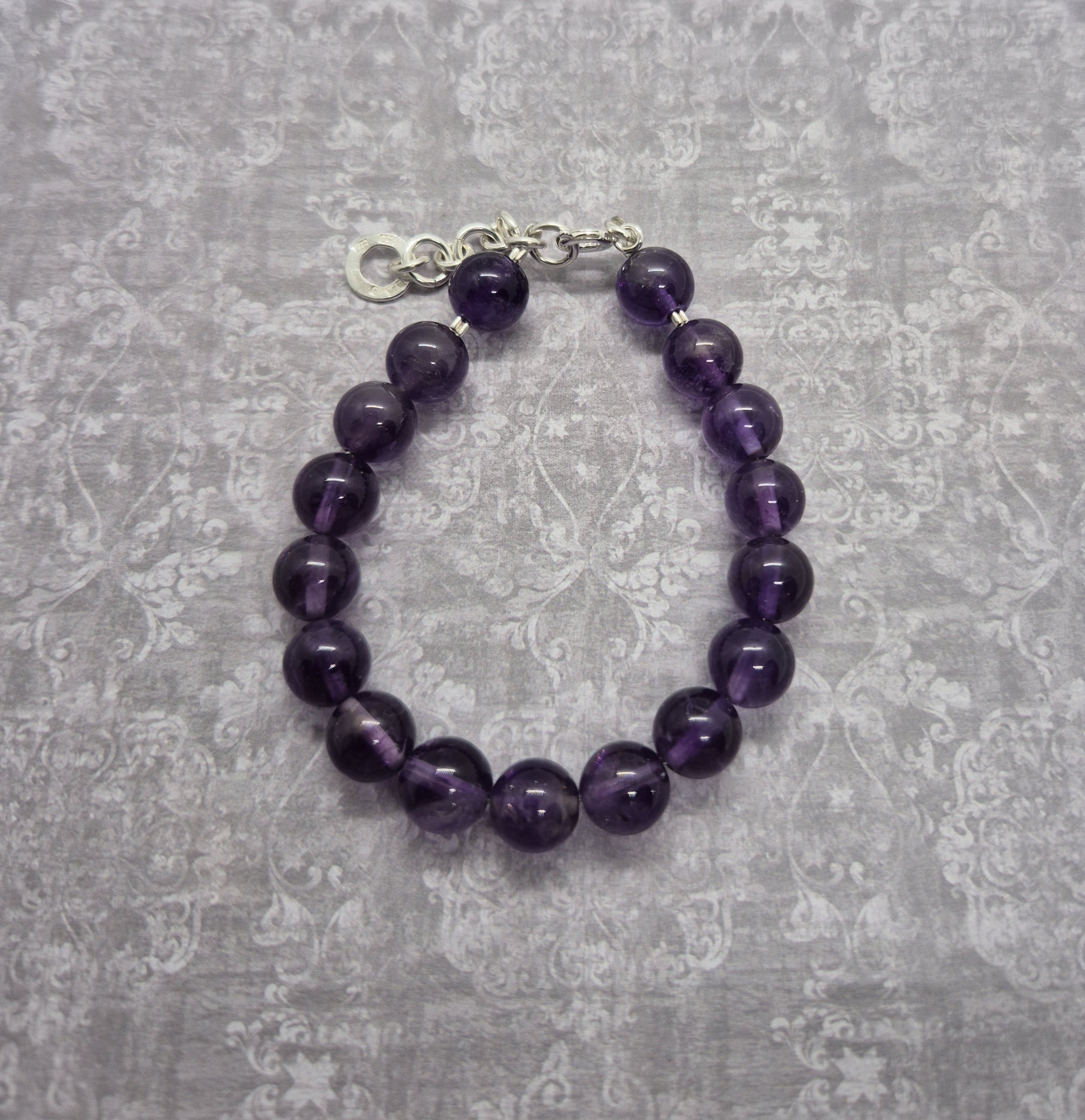 Armband, Ametist 8 mm - 925 Sterling Silver - 2