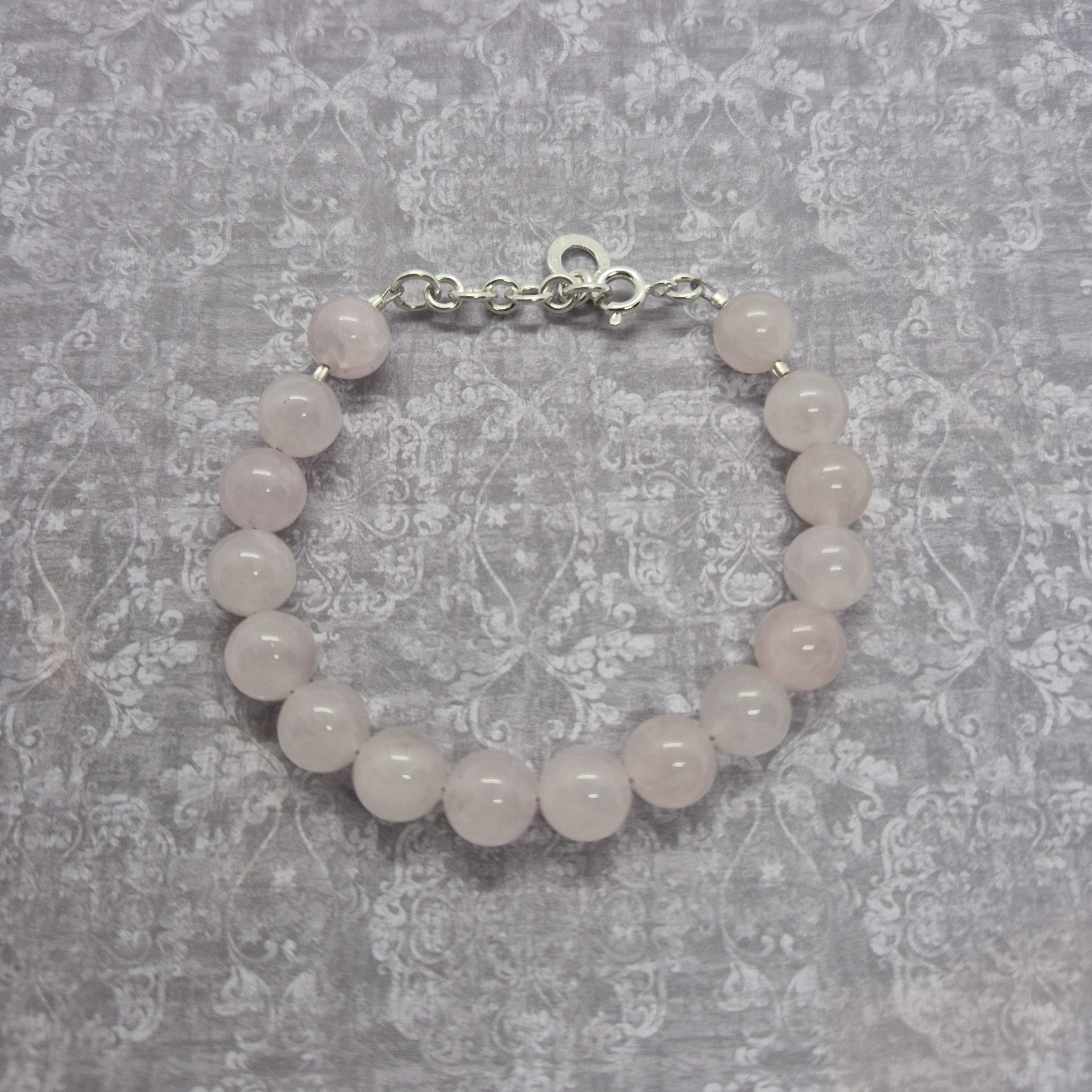 Armband, Rosenkvarts 8 mm - 925 Sterling Silver