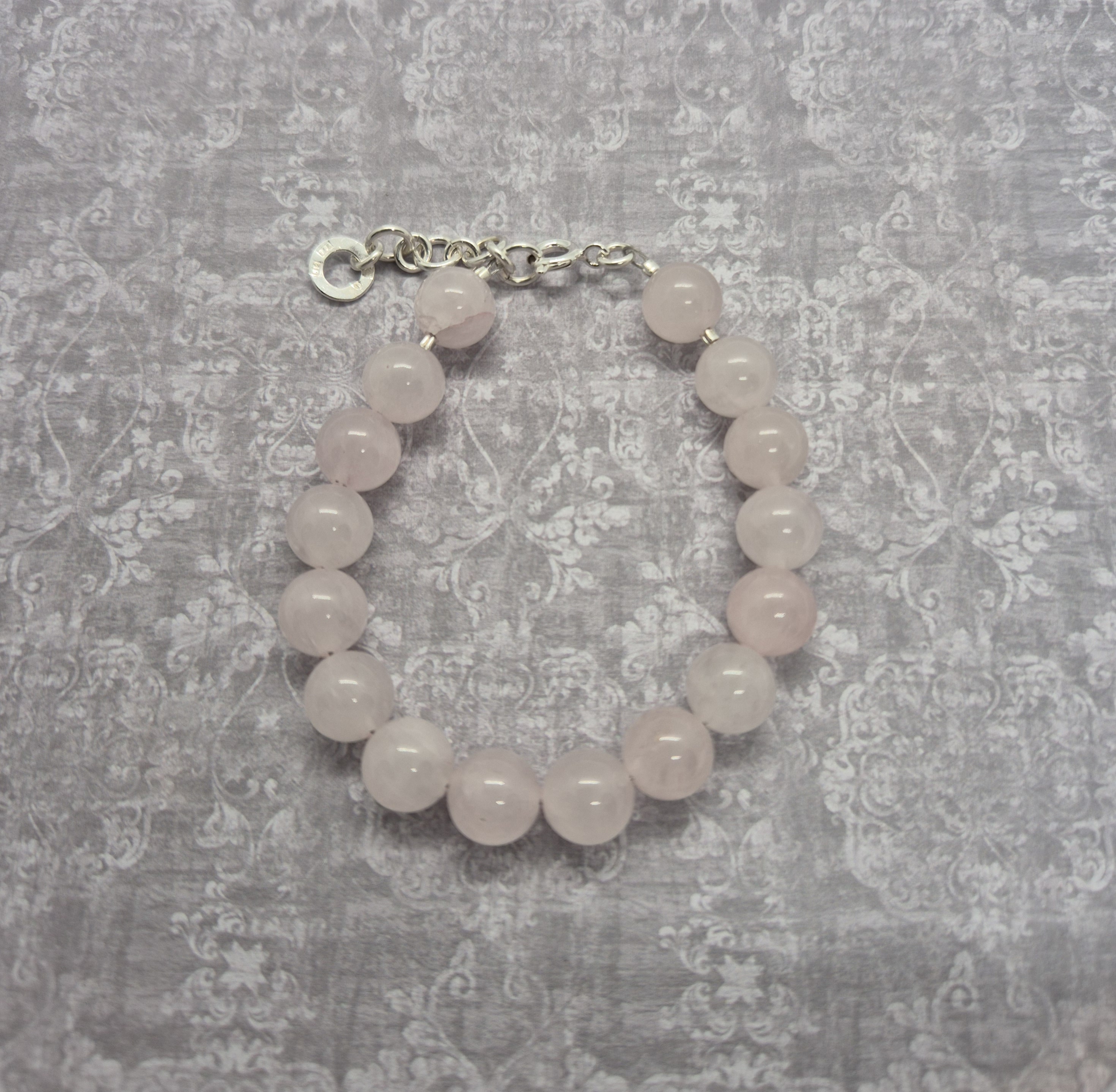 Armband, Rosenkvarts 8 mm - 925 Sterling Silver