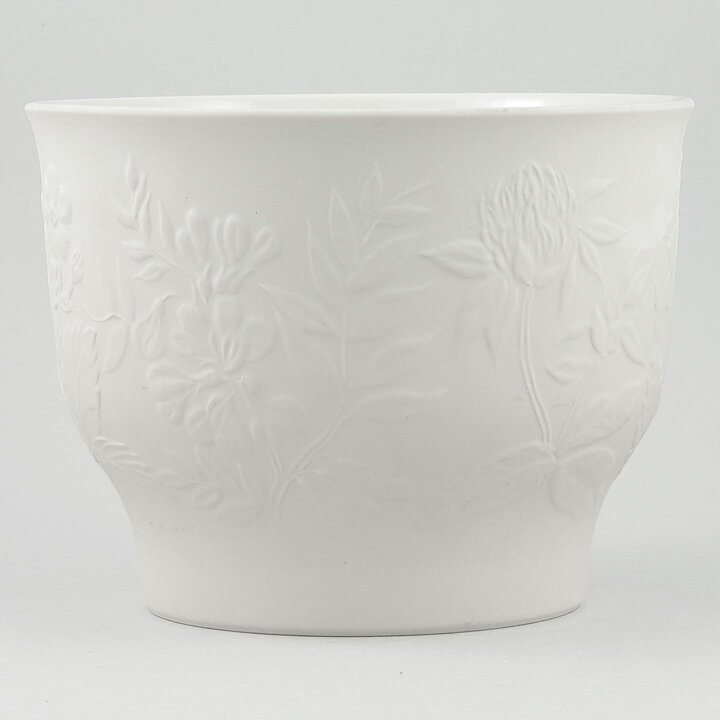 Gunvor Olin-Grönqvist (Suvi 1981) White Flowerpot with Flower Relief 17 cm (2)