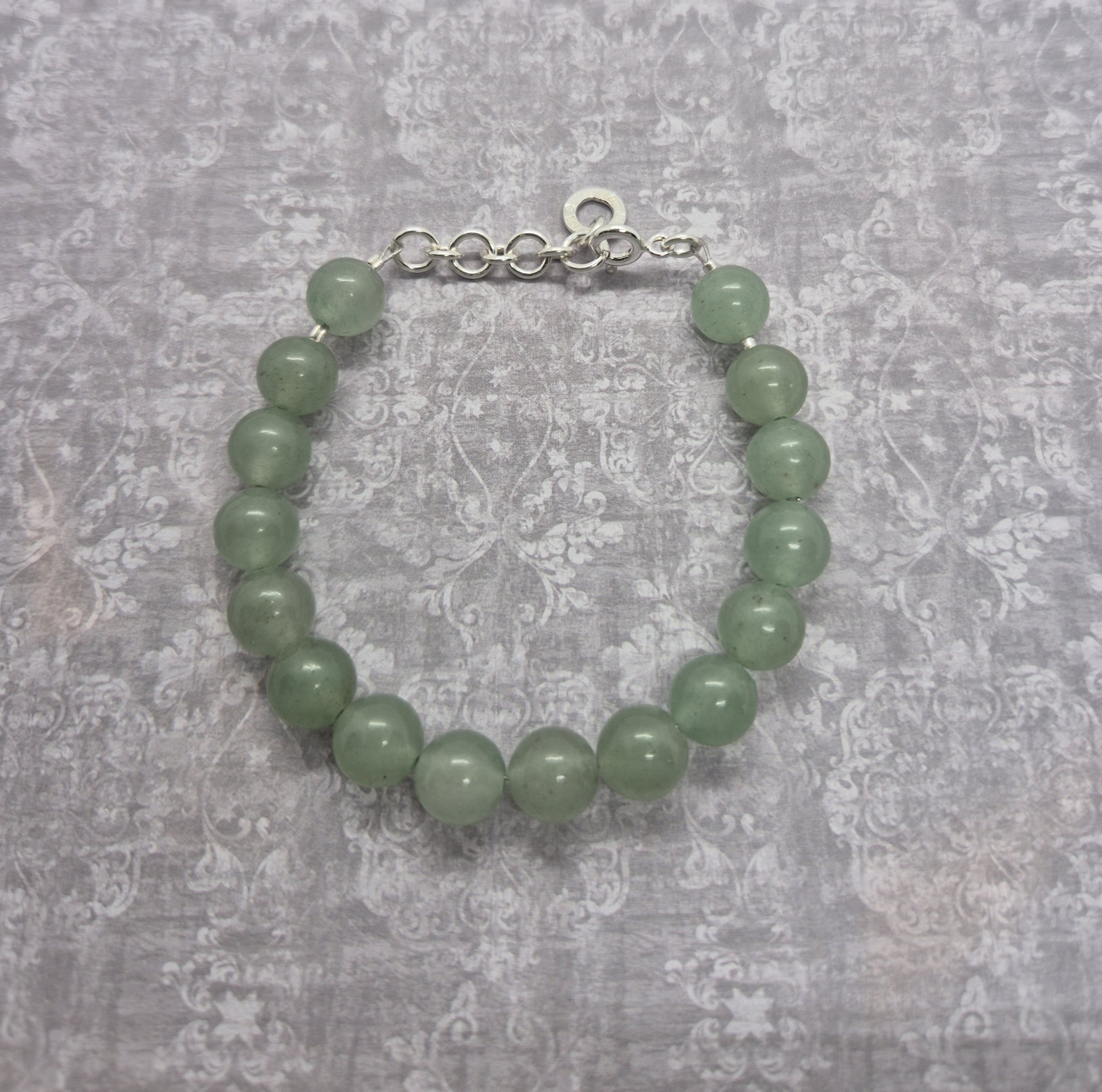 Armband, Aventurin 8 mm - 925 Sterling Silver
