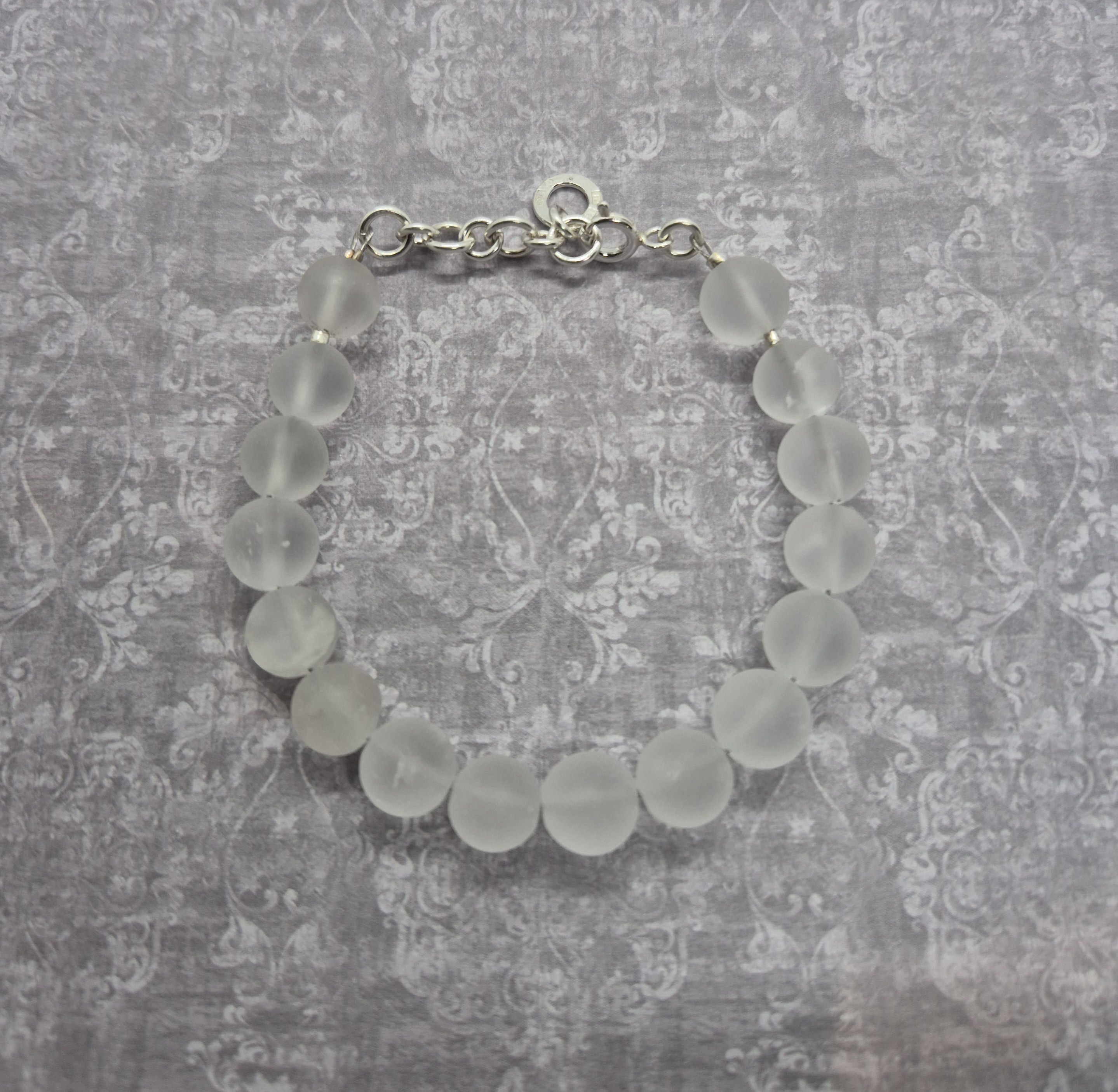 Armband, Bergkristall matt 8 mm - 925 Sterling Silver