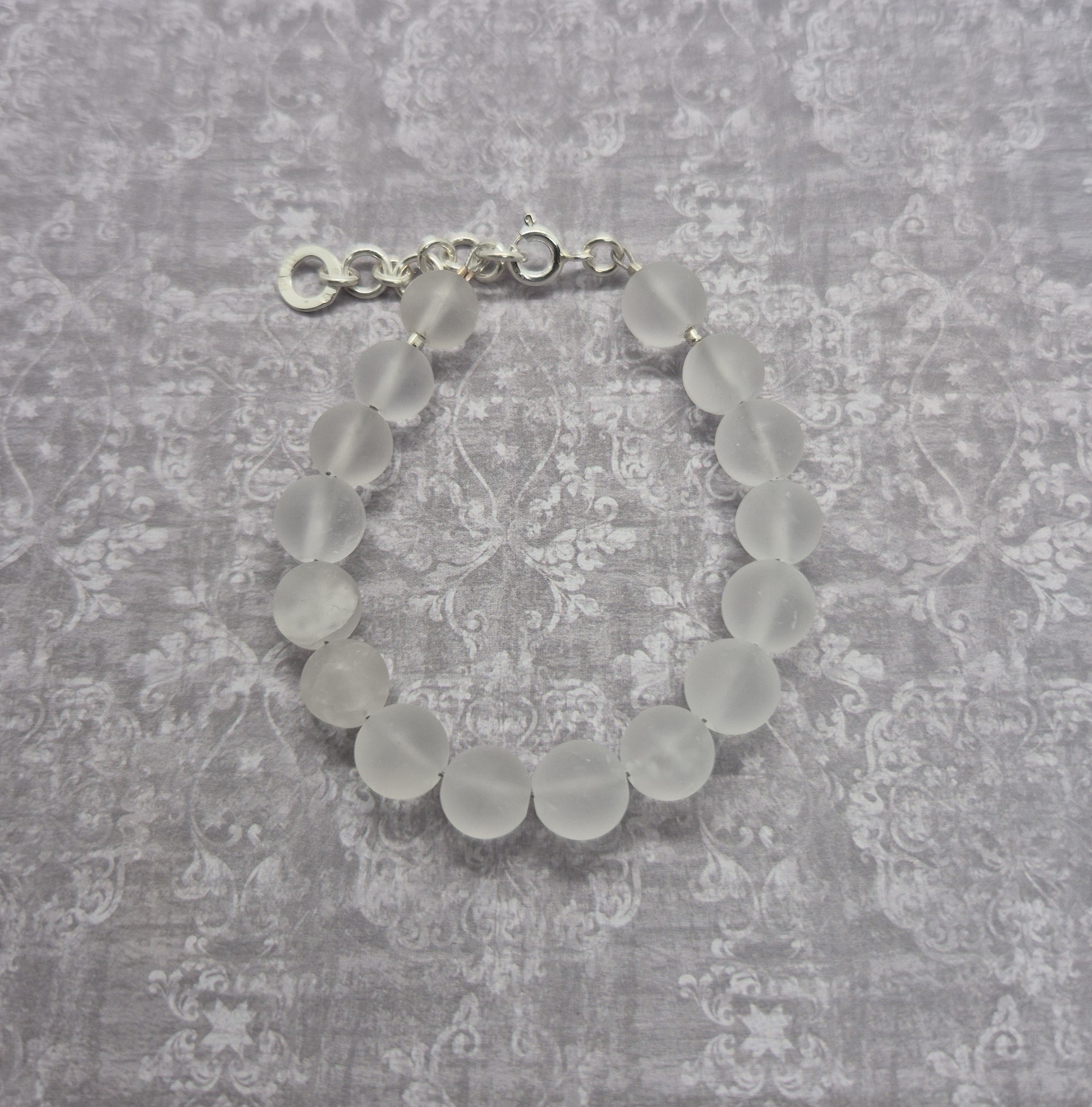 Armband, Bergkristall matt 8 mm - 925 Sterling Silver - 2