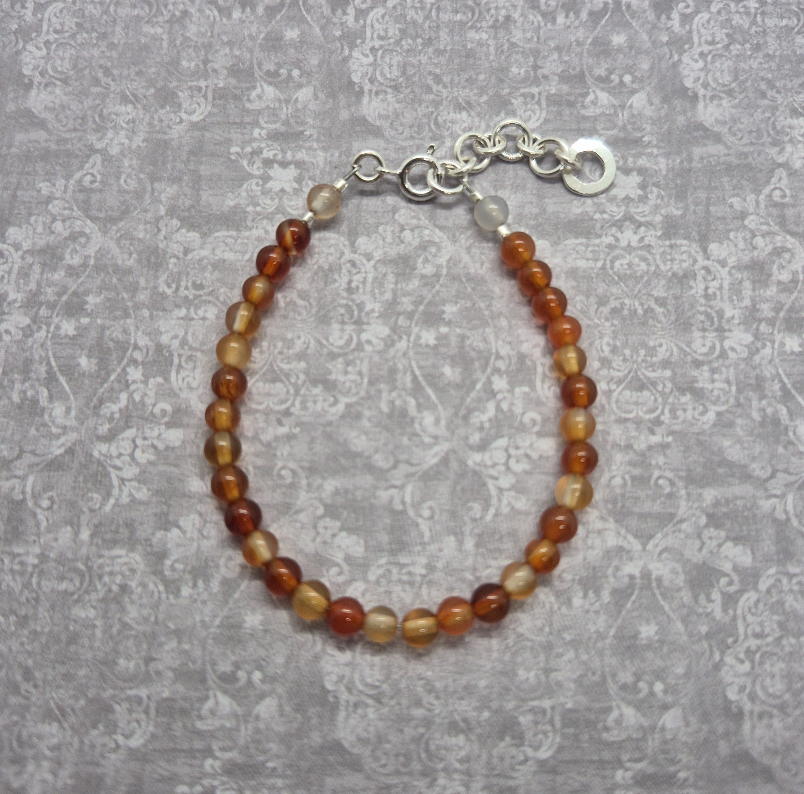 Armband, Karneol 4 mm - 925 Sterling Silver