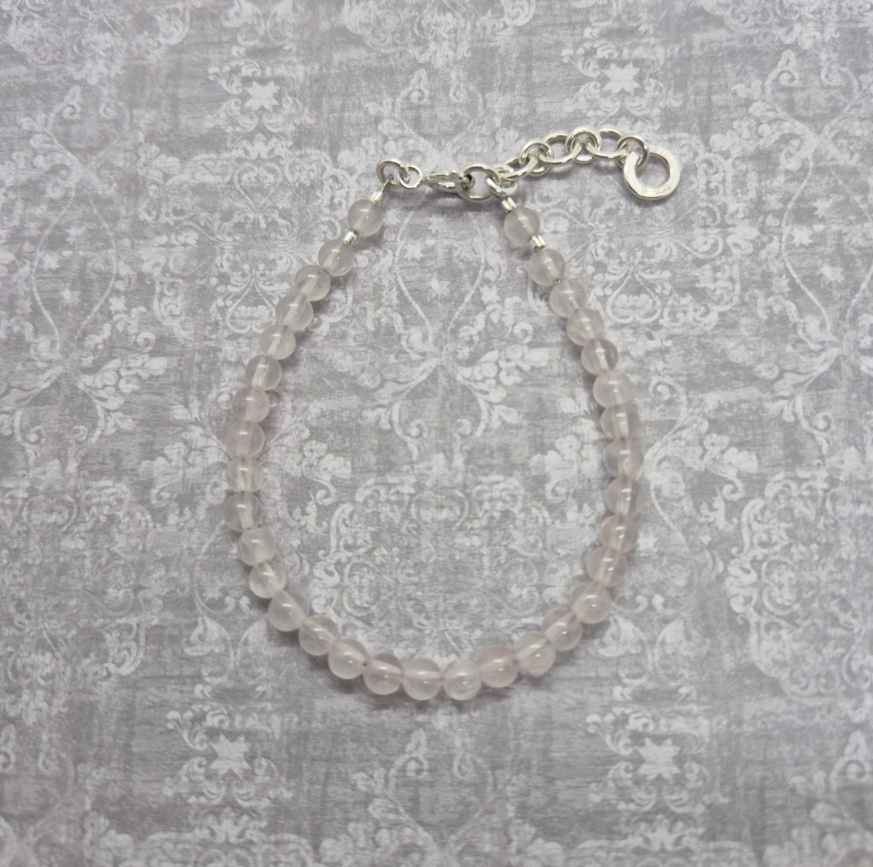 Armband, Rosenkvarts 4 mm - 925 Sterling Silver