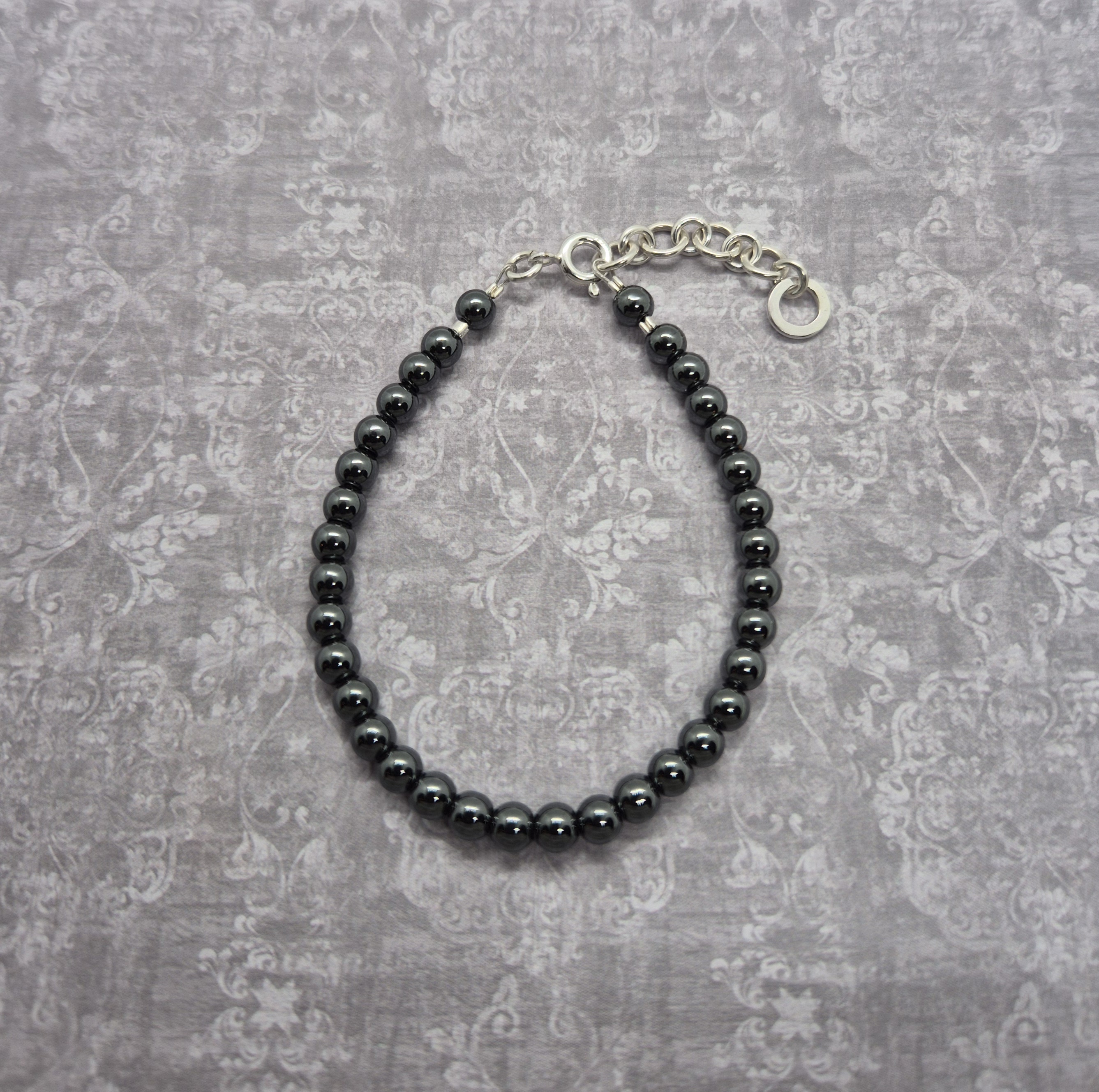 Armband,Hematit 4 mm - 925 Sterling Silver