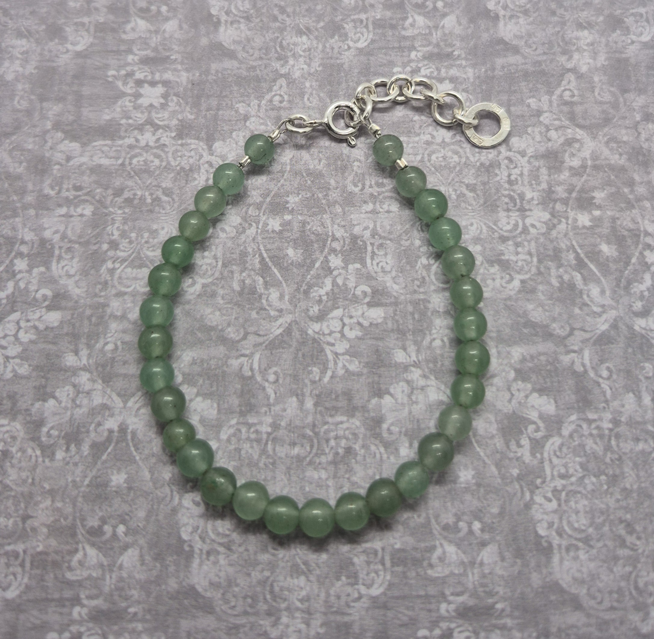 Armband, Aventurin 4 mm - 925 Sterling Silver