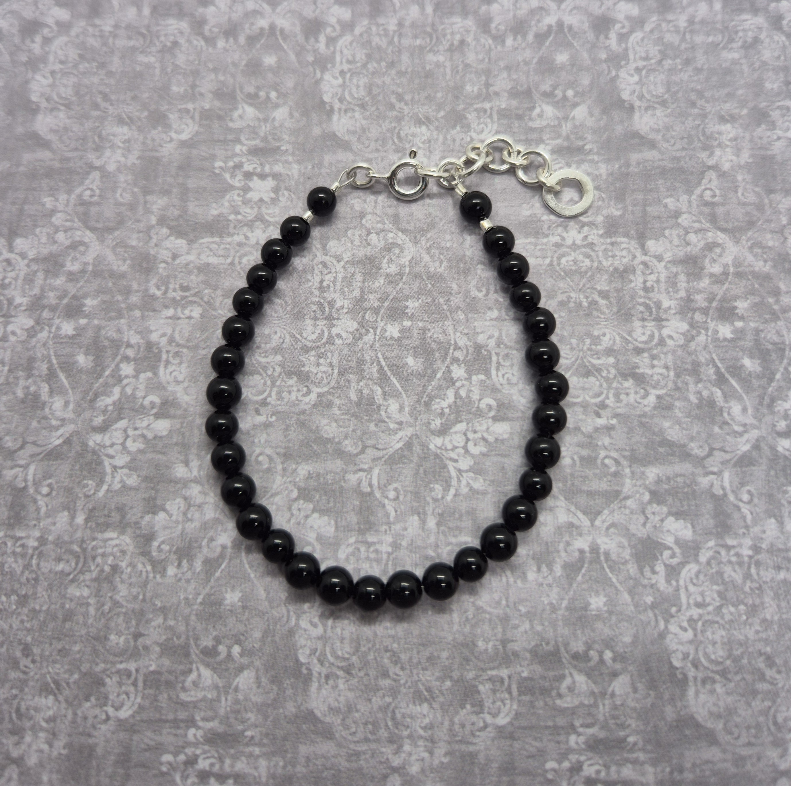 Armband, Onyx 4 mm - 925 Sterling Silver