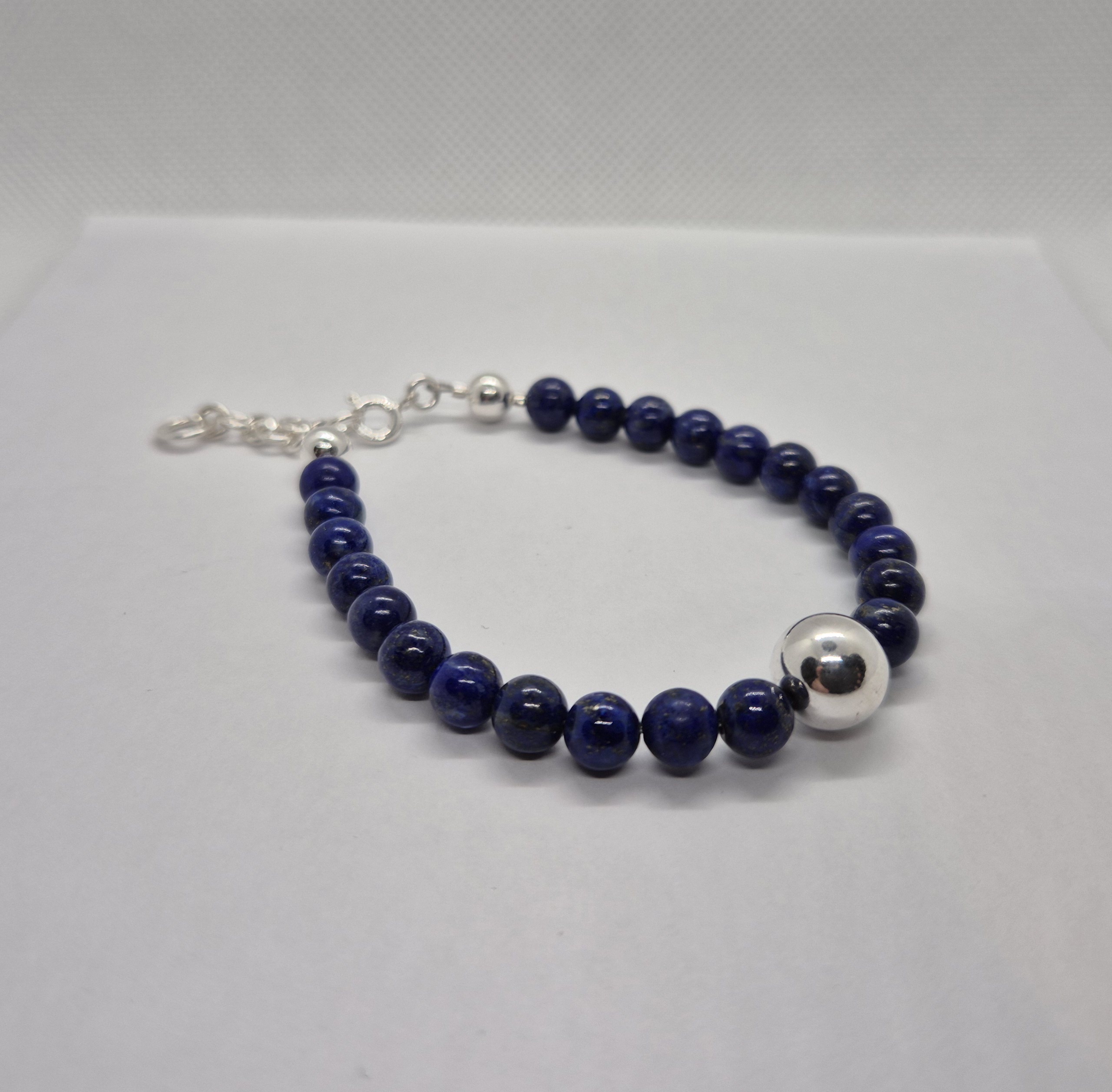 Silver armband - Lapis Lazuli med silverkula