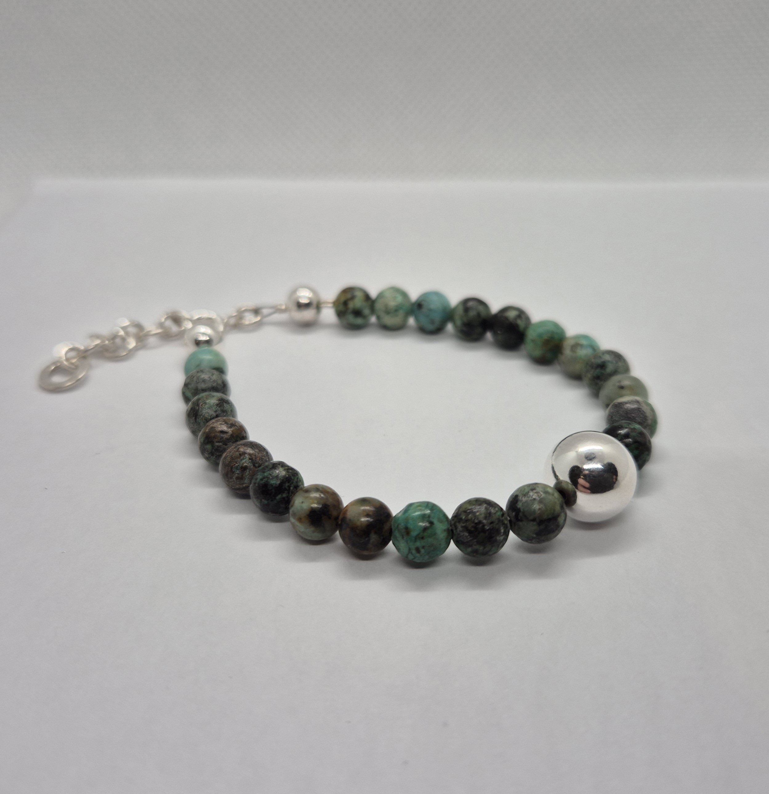 Silver armband - Afrikansk Turkos med silverkula