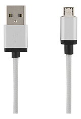 Deltaco USB-kabel, Tygklädd, Typ A ha - Typ Micro B, 2m, silver