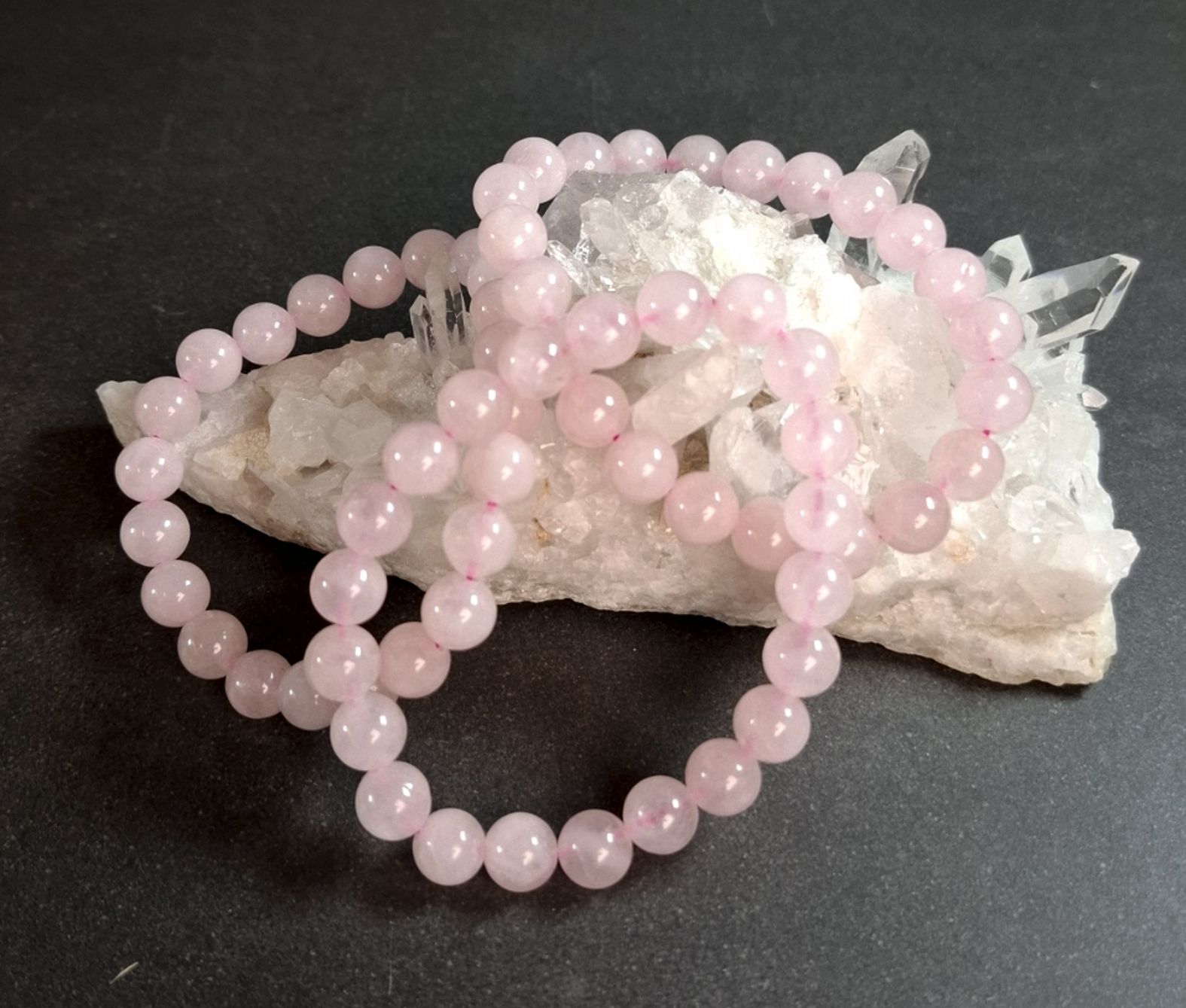 Stenarmband med 8mm pärlor - Rosenkvarts