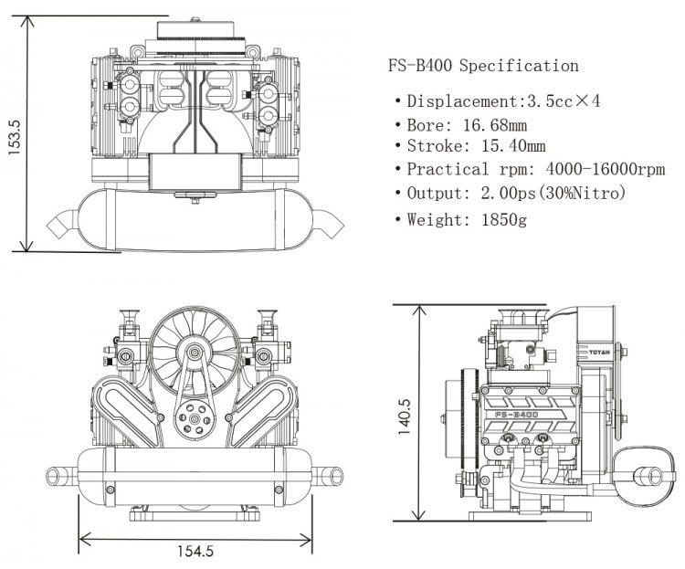 TOYAN ENGINE FS-V800GCS 8-Cyl Metanolmotor 4-Takt Byggsats - 5