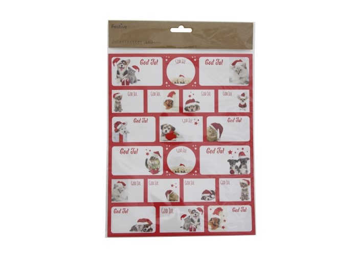 Juladresslapp Hund & Katt 40-pack