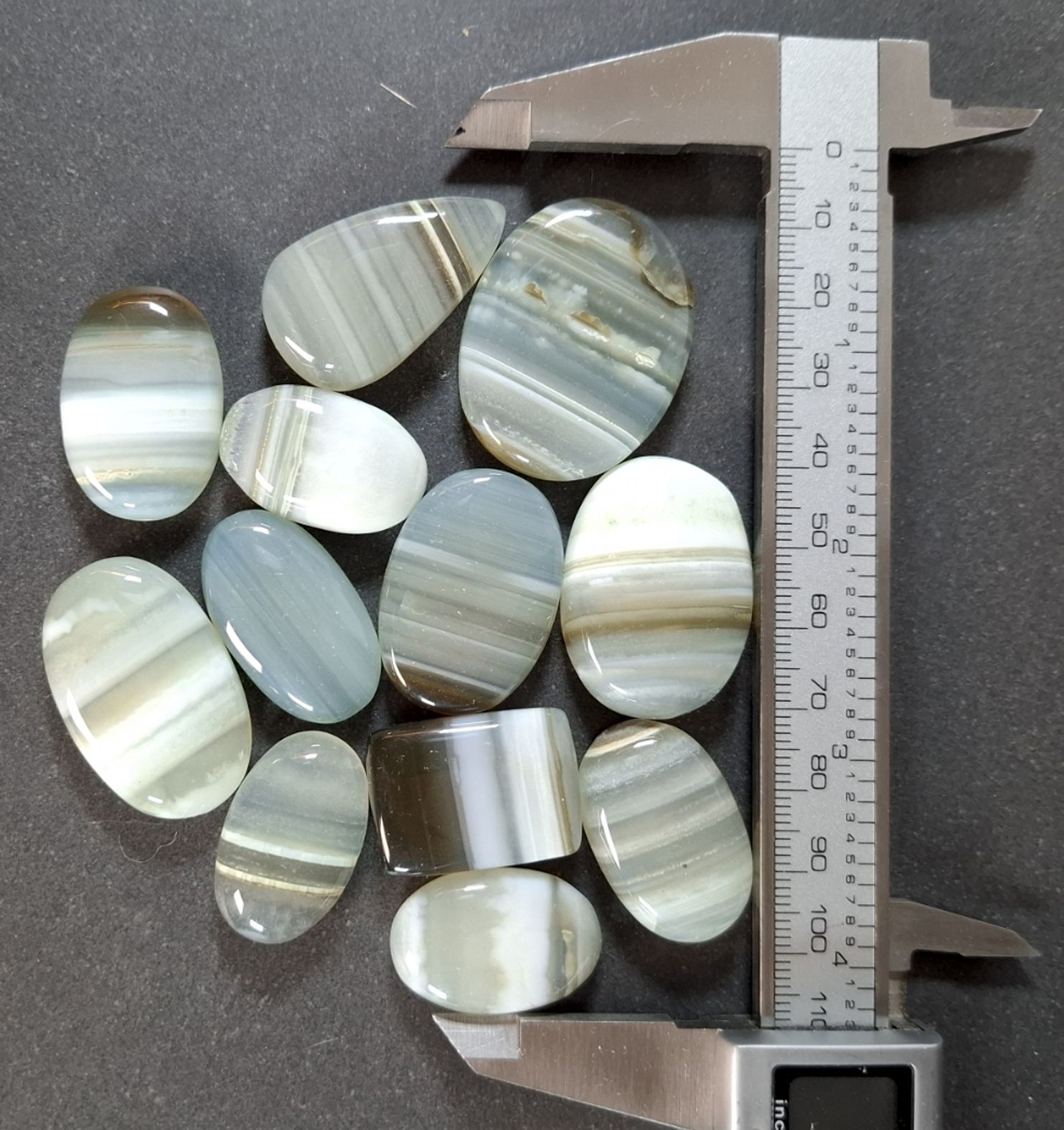 Band Aragonit Cabochon  - AA+kvalitet - Parti 12st - 2