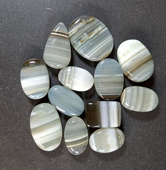 Band Aragonit Cabochon  - AA+kvalitet - Parti 12st