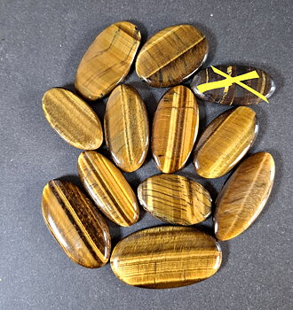 Tiger Öga Cabochon, Oval form   - AA+kvalitet - Parti 11st